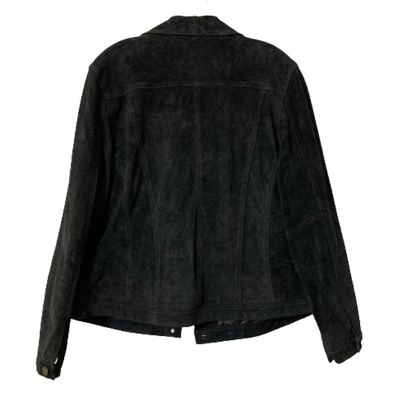Women's Genuine Leather Suede Jacket by Fabio Size Large Black - Picture 2 of 6